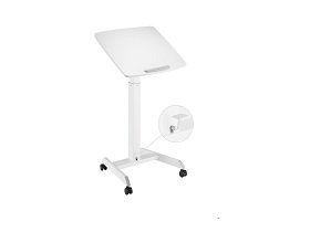 Height Adjustable Mobile Workstation With Foot Pedal And Tiltable Desktop TV Stand